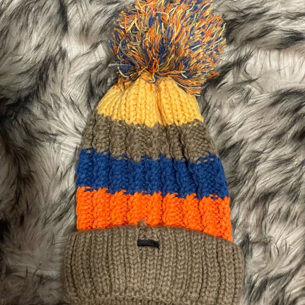 Stripe Pom Pom Beanie